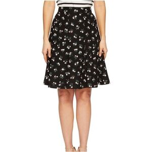 Kate Spade Black Floral Print A-Line Knee Length Skirt Size 6